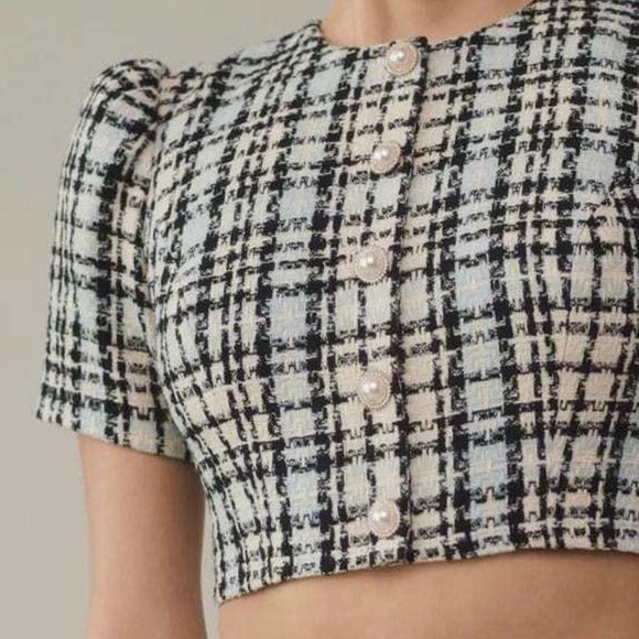 Reformation Plaid Tweed Crop Top - Picture 2 of 9